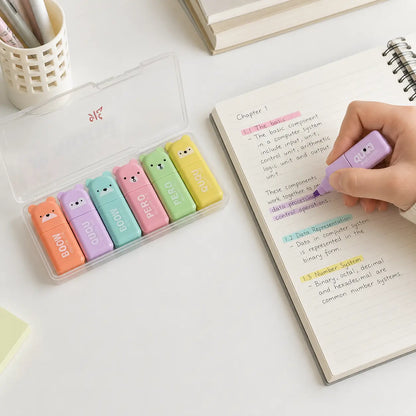 6-Color Cute Animal Highlighter Set