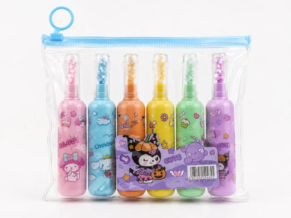 6-Piece Cute Bottle-Shaped Glitter Highlighter Set