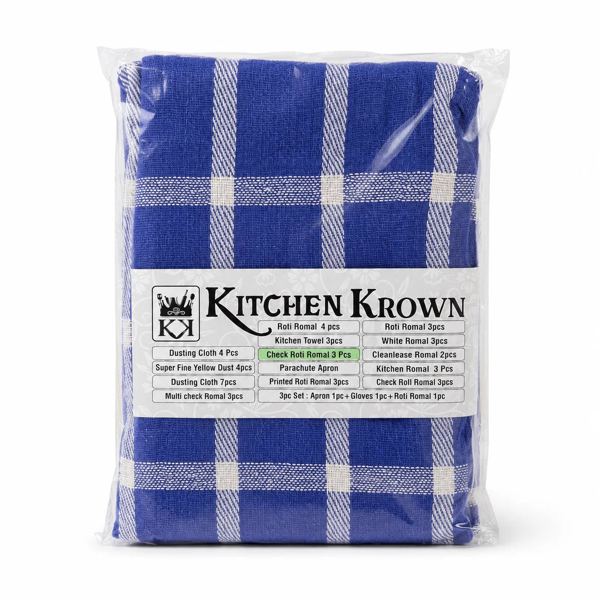 Blue Kitchen Krown Printed Roti Romal – Pack of 3