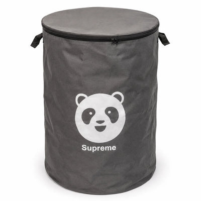 Collapsible Panda Laundry Hamper with Zipper Lid