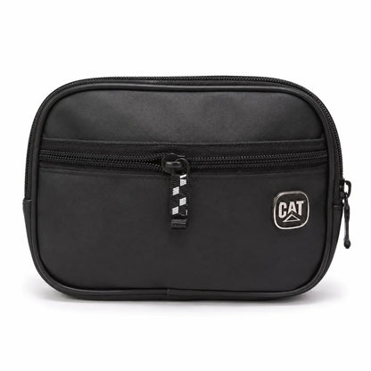 Compact Black Travel Toiletry Pouch with Front Pocket