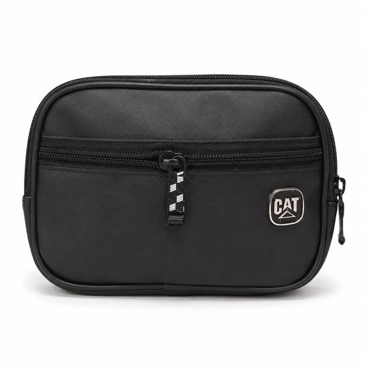 Compact Black Travel Toiletry Pouch with Front Pocket