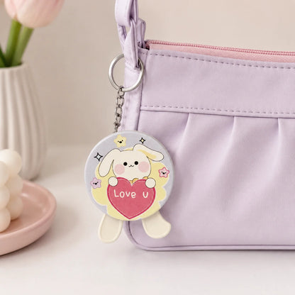 Cute Bunny Compact Mirror Keychain