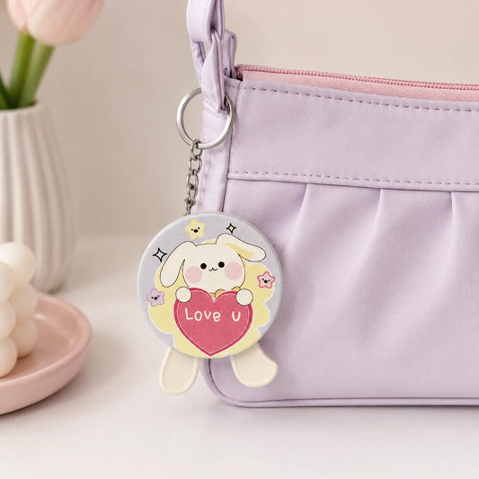 Cute Bunny Compact Mirror Keychain