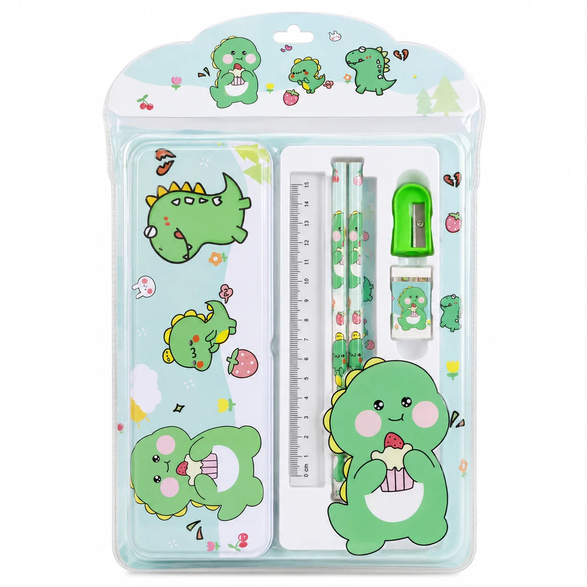 Dinosaur Kids Stationery Set with Hard Pencil Box