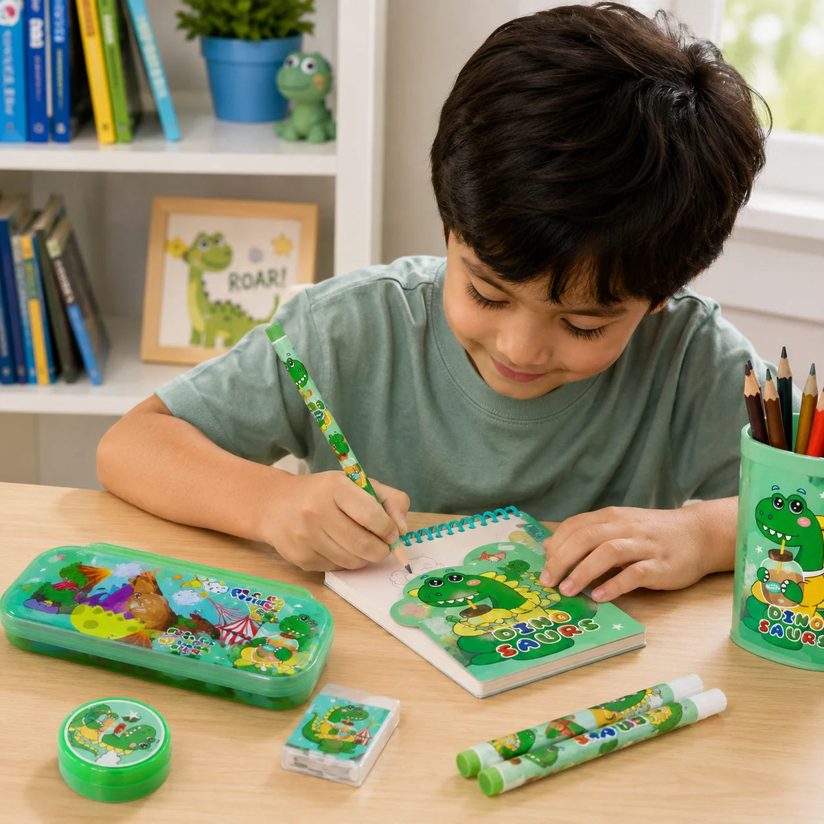 Dinosaur Kids Stationery Set with Pencil Case