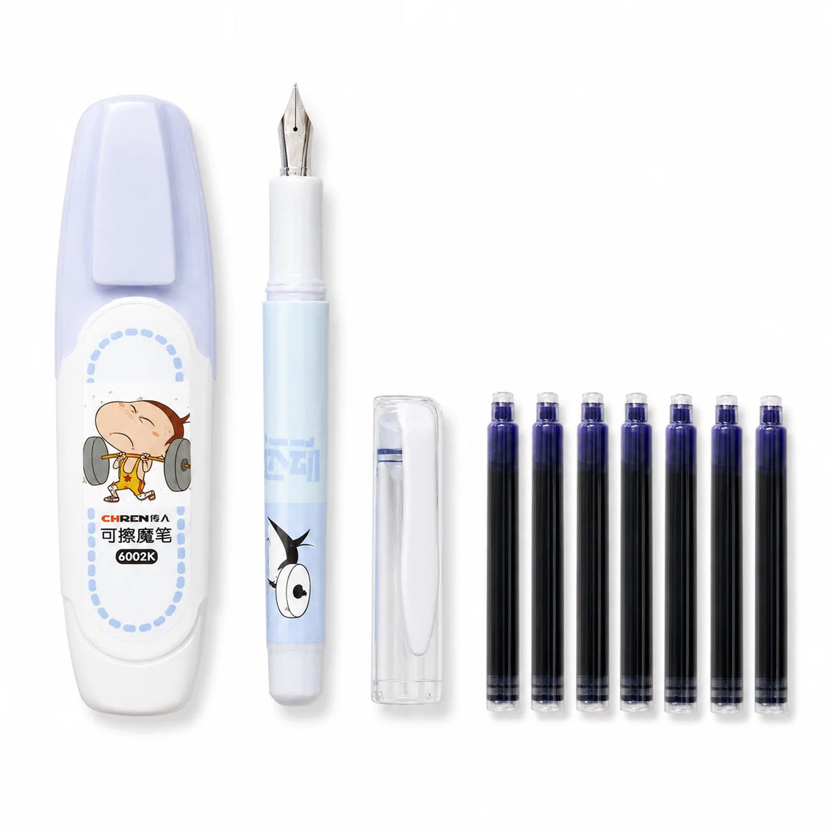 Erasable Fountain Pen Set with 7 Ink Cartridges
