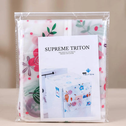 Floral Refrigerator Top Cover with Side Storage Pockets
