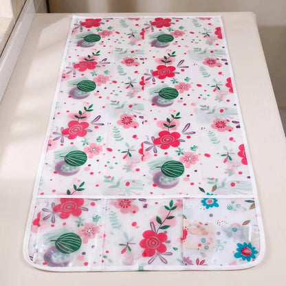 Floral Refrigerator Top Cover with Side Storage Pockets