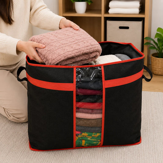 Large Black Laundry & Storage Bag with Clear Window