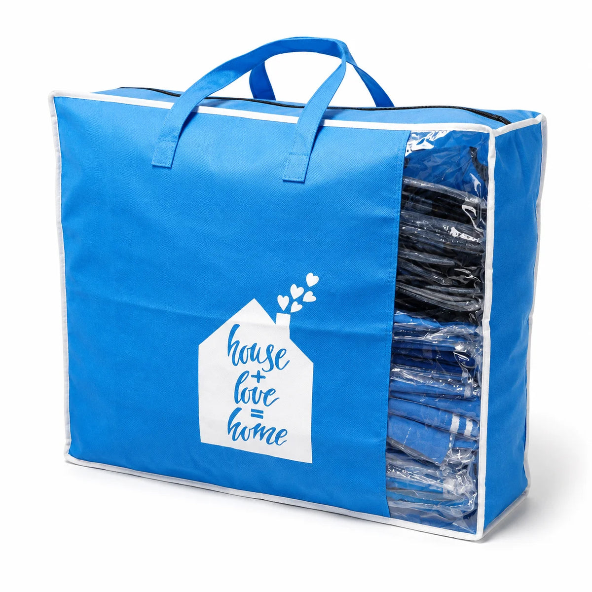 Large Blue Clothes Storage Bag with Clear Window