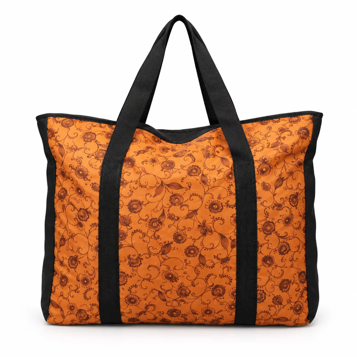 Large Floral Reusable Tote Bag with Shoulder Handles