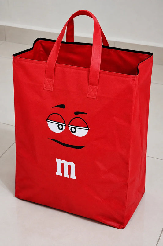 Large Foldable Fabric Storage & Laundry Bag with Handles – Red