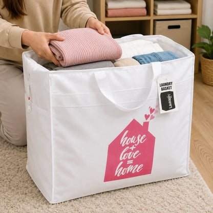 Large White Laundry & Storage Bag with Carry Handles