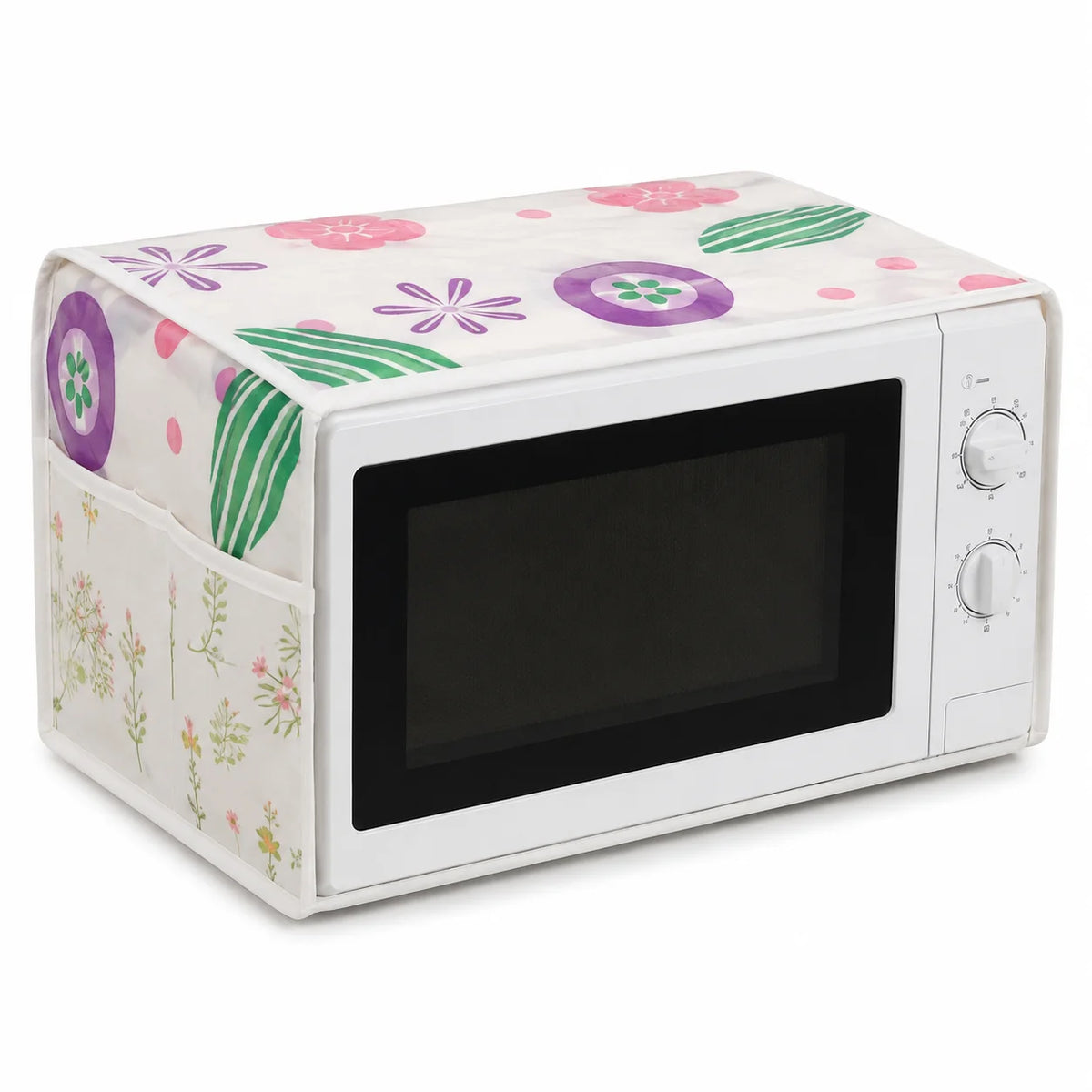 Microwave Oven Dust Cover with Side Storage Pockets