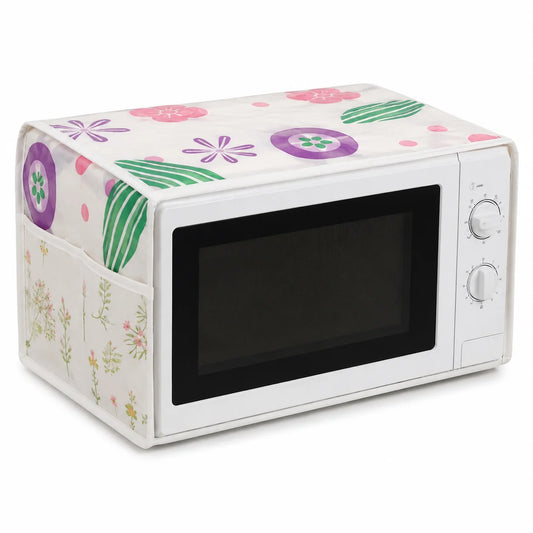 Microwave Oven Dust Cover with Side Storage Pockets