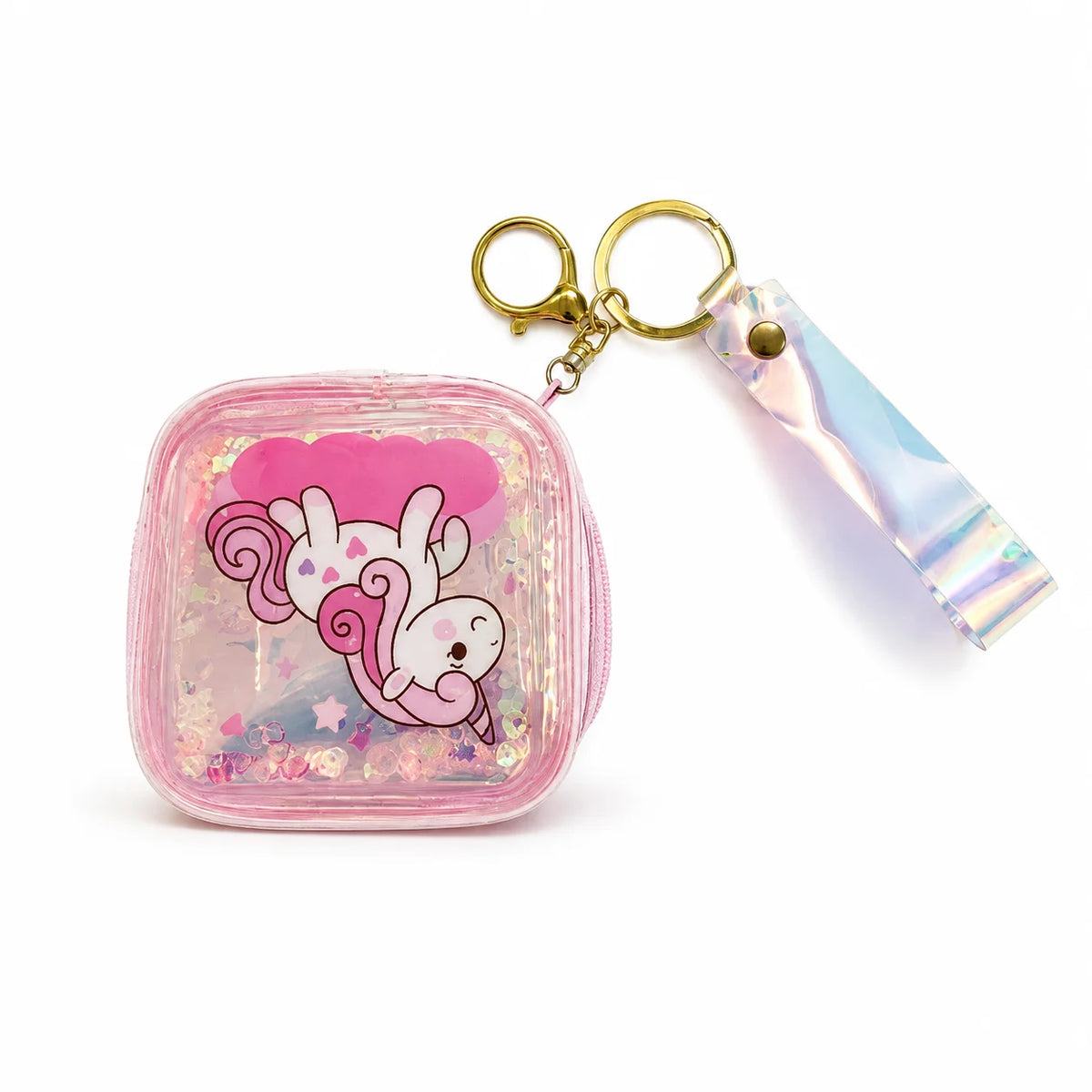 Mini Transparent Coin Purse Keychain with Wrist Strap