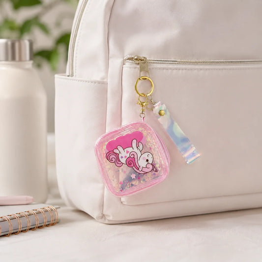 Mini Transparent Coin Purse Keychain with Wrist Strap