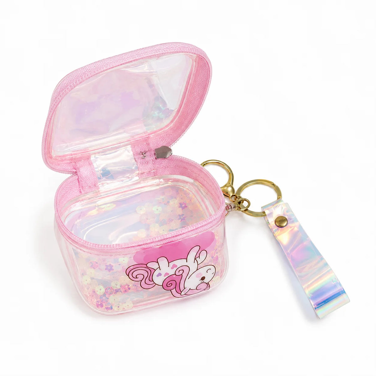 Mini Transparent Coin Purse Keychain with Wrist Strap
