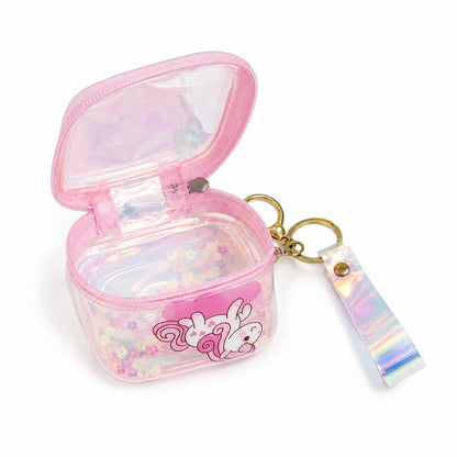Mini Transparent Coin Purse Keychain with Wrist Strap