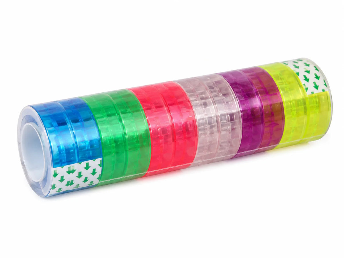 Multi-Color Transparent Adhesive Tape Roll Set - Pack of 12