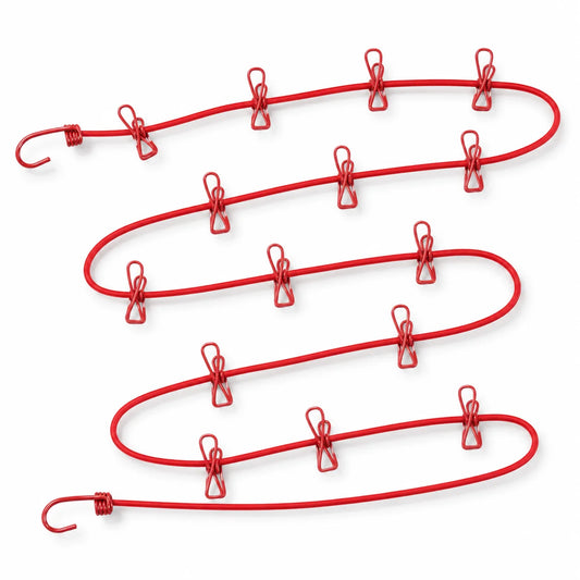 Portable Elastic Clothesline with Built-In Clips