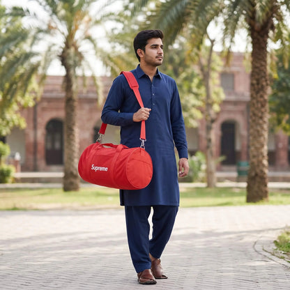 Red Supreme Duffle Travel & Gym Bag with Shoulder Strap