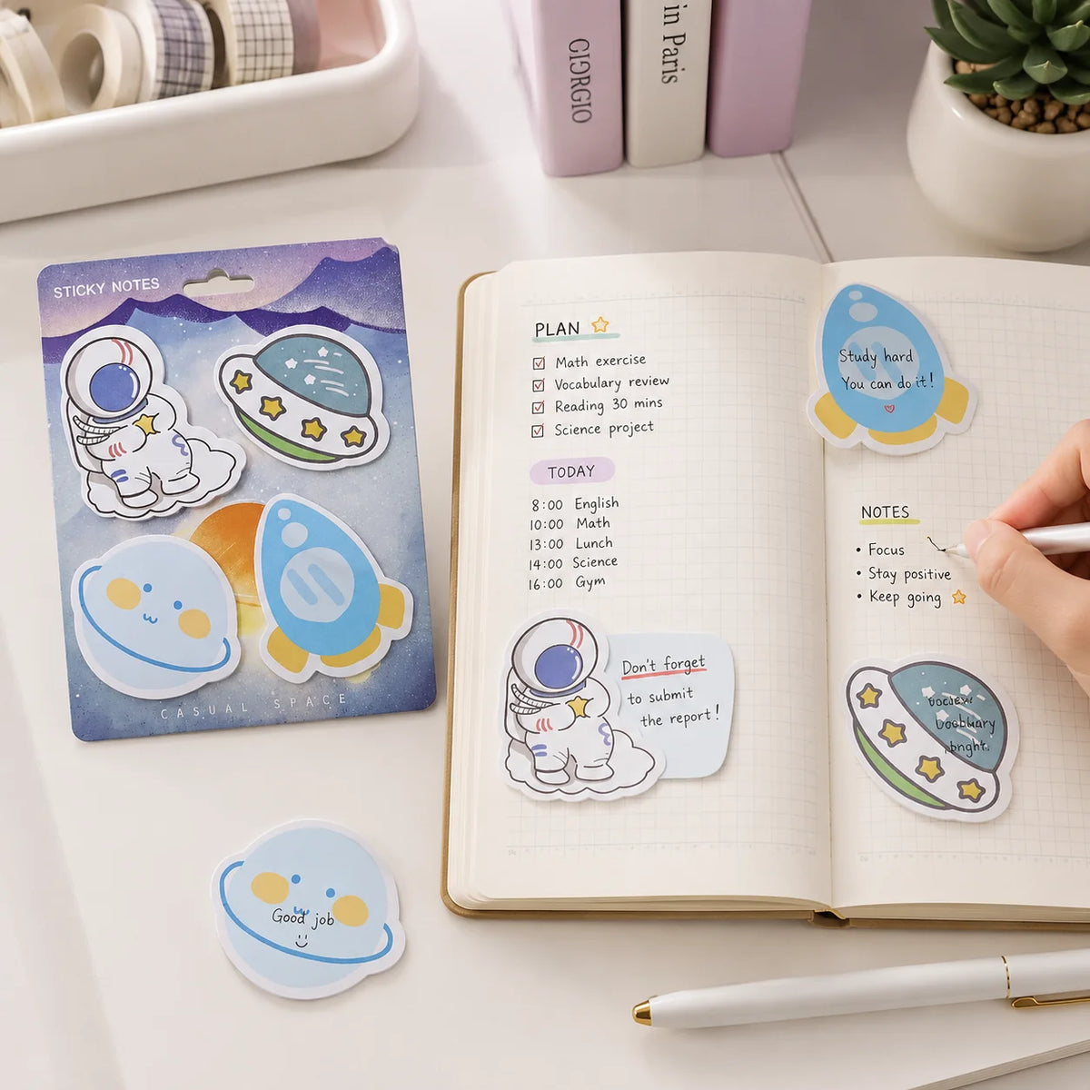 Space Theme Sticky Notes Set – 4 Designs