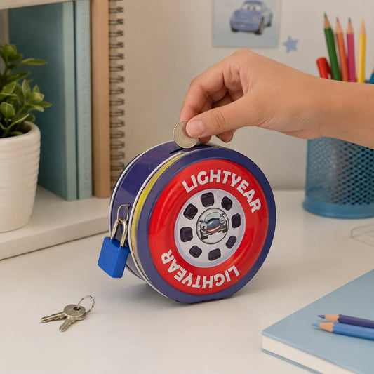 Tire-Shaped Lockable Coin Bank for Kids