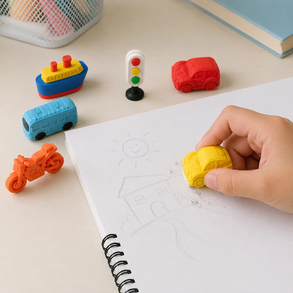 Transport Vehicle Eraser Set – 6 Pieces