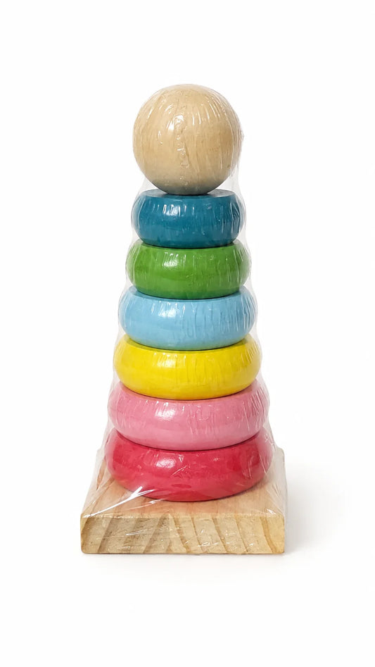 Wooden Rainbow Stacking Ring Toy for Kids