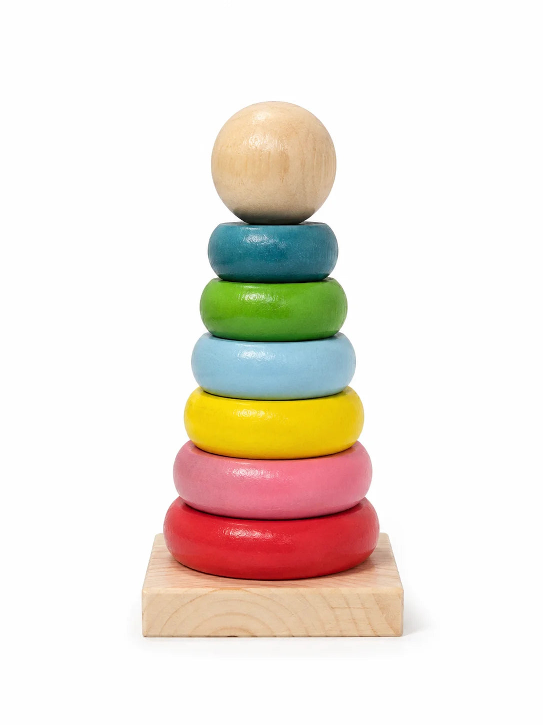 Wooden Rainbow Stacking Ring Toy for Kids
