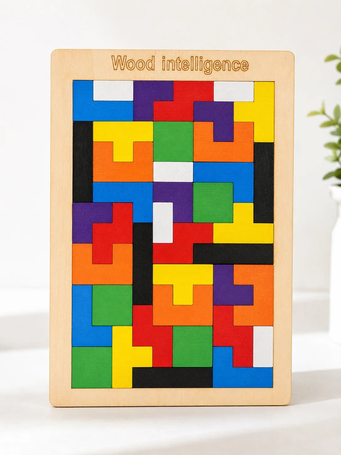 Wooden Tetris Puzzle Building Blocks Board
